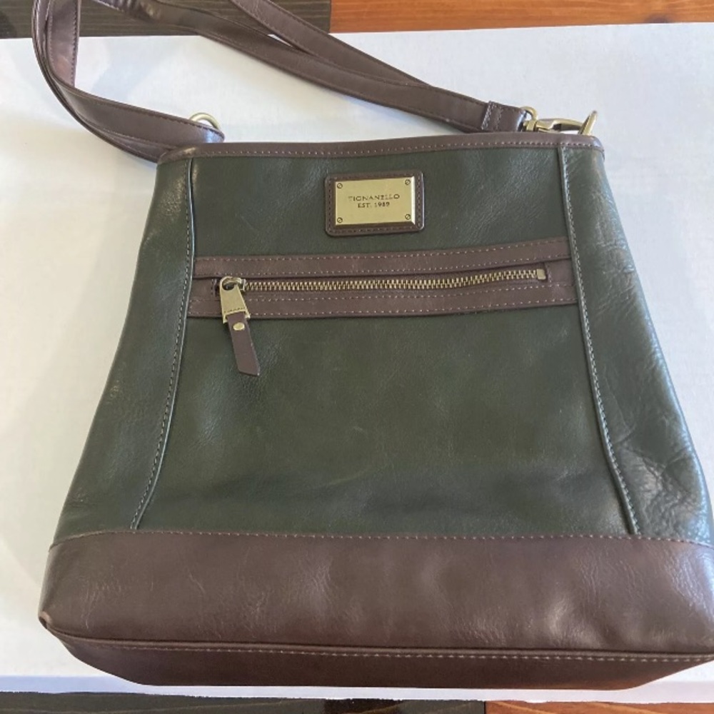 Green & Brown leather Tiganello Handbag Purse
